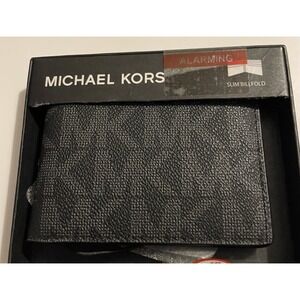 Michael Kors MK Jet Set Mens Slim Logo Wallet Black NIB $100